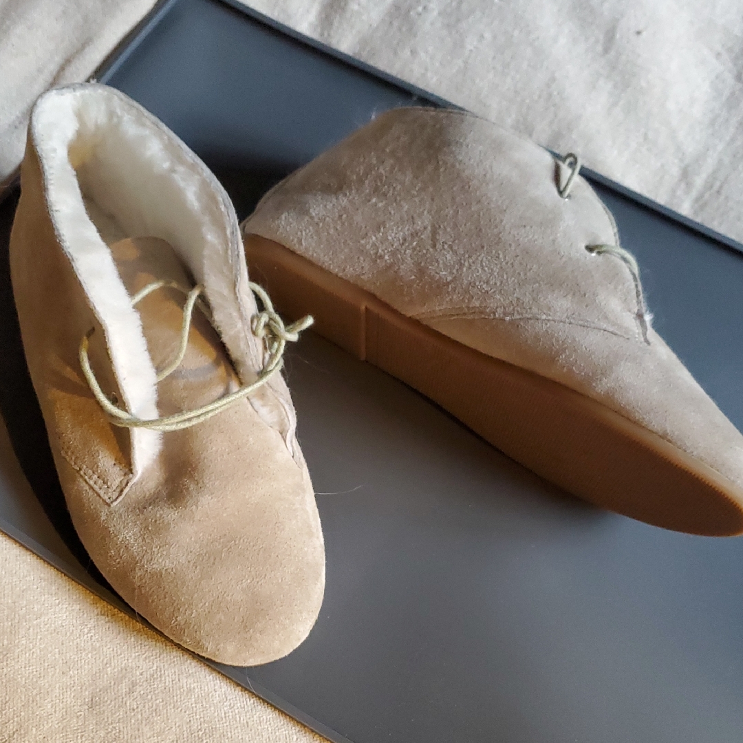 Hobes Shearling Suede Ankle Slippers